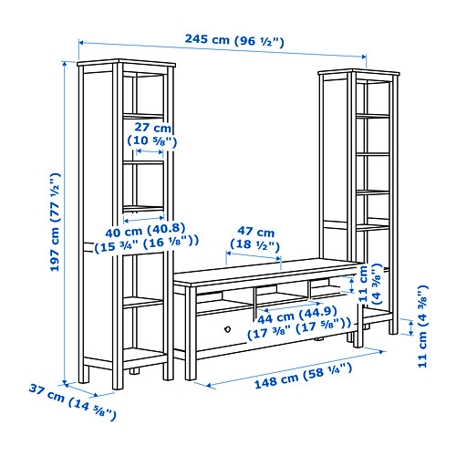 HEMNES TV plauktu kombinācija