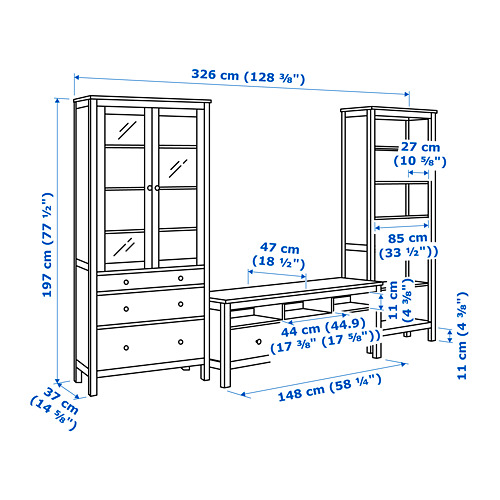 HEMNES TV plauktu kombinācija