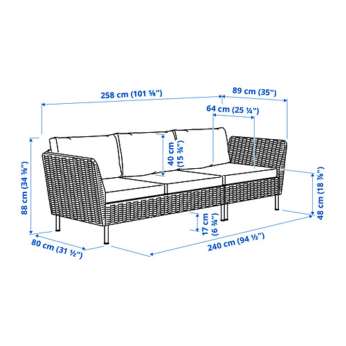 VITTSKÄR trivietis poilsio baldų komplektas