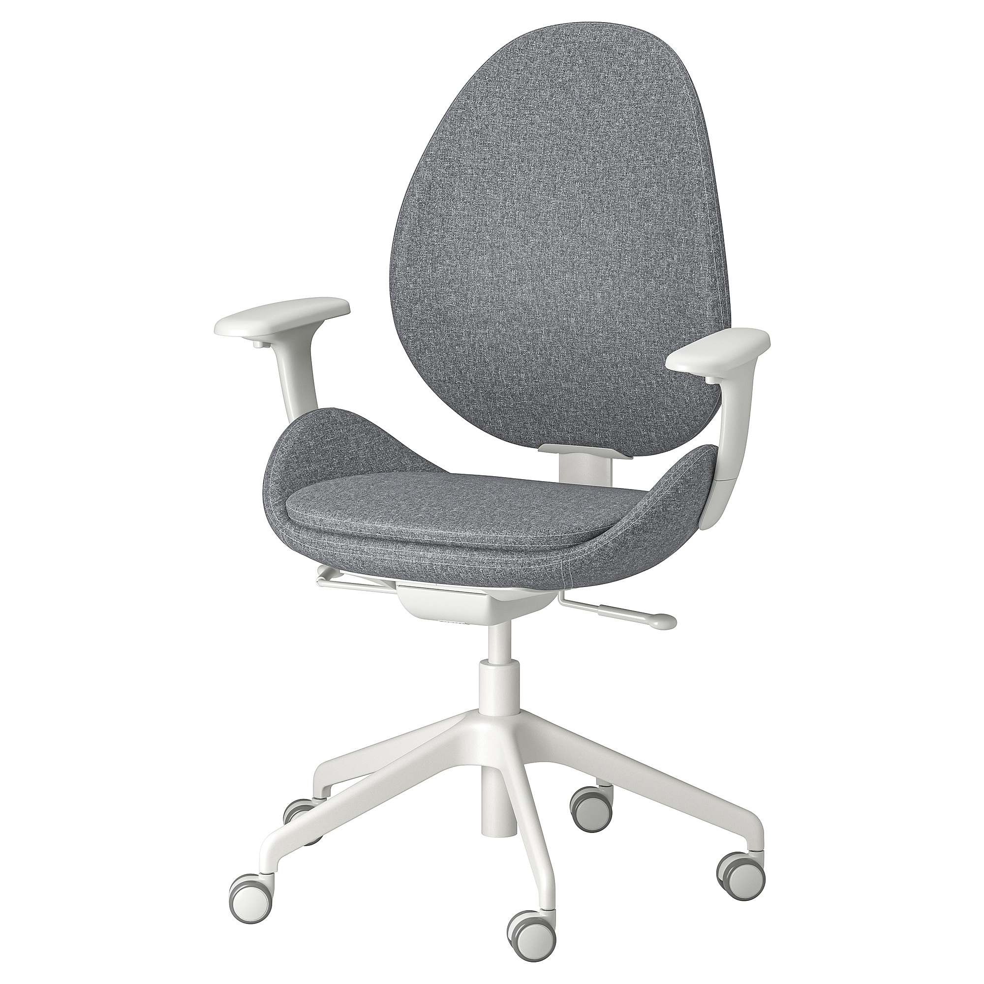 HATTEFJÄLL office chair with armrests Gunnared medium grey/white