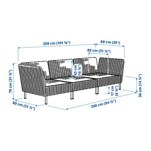 VITTSKÄR, 3-seat modular sofa
