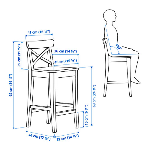 ROSENTORP bar stool with backrest