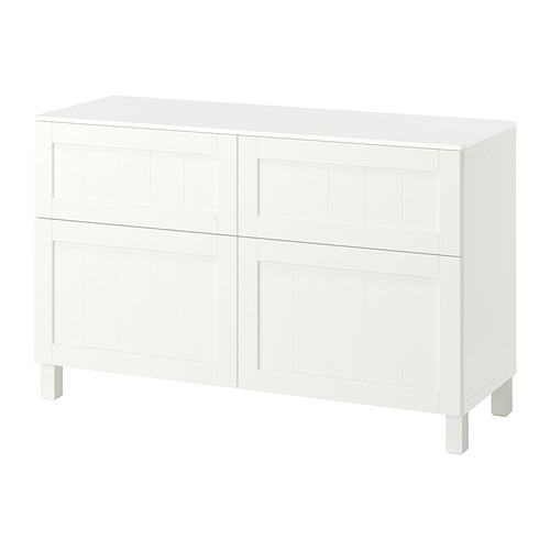 BESTÅ, plauktu komb. ar durv. un atvilktn.