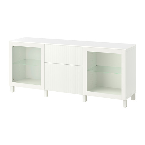 BESTÅ, plauktu kombinācija ar atvilktnēm