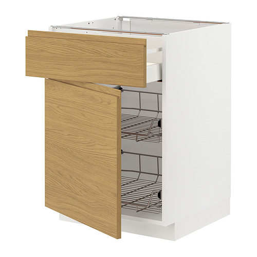 METOD/MAXIMERA põrandakapp, traatkorv/sahtel/uks