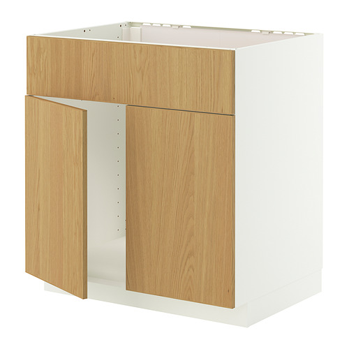 METOD, base cabinet f sink w 2 doors/front