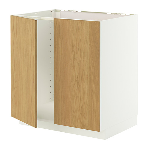 METOD, base cabinet for sink + 2 doors