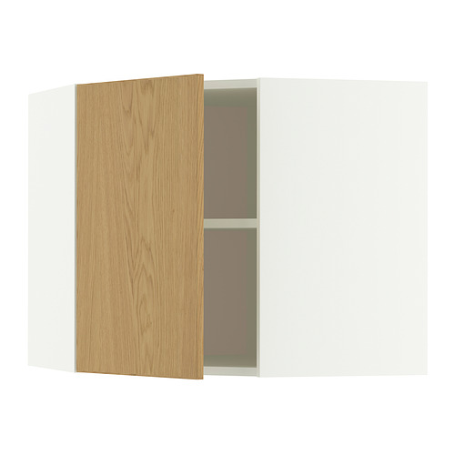 METOD, corner wall cabinet with shelves