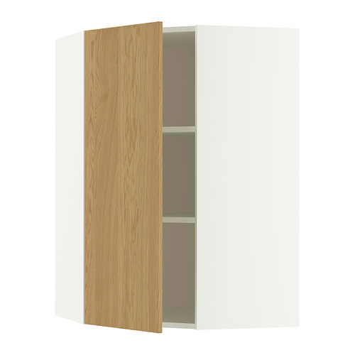 METOD, corner wall cabinet with shelves