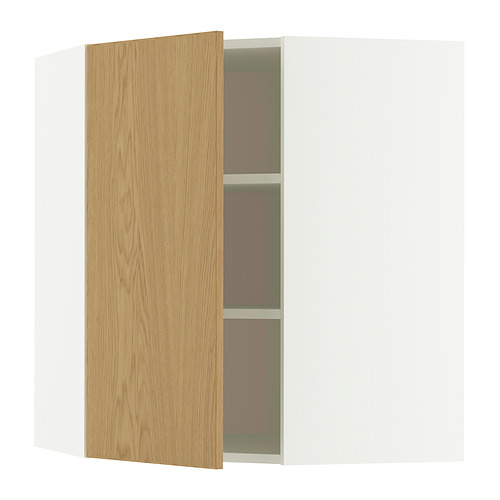 METOD, corner wall cabinet with shelves
