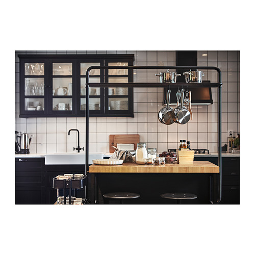 VADHOLMA kitchen island black/oak 126x79x90 cm IKEA Lietuva