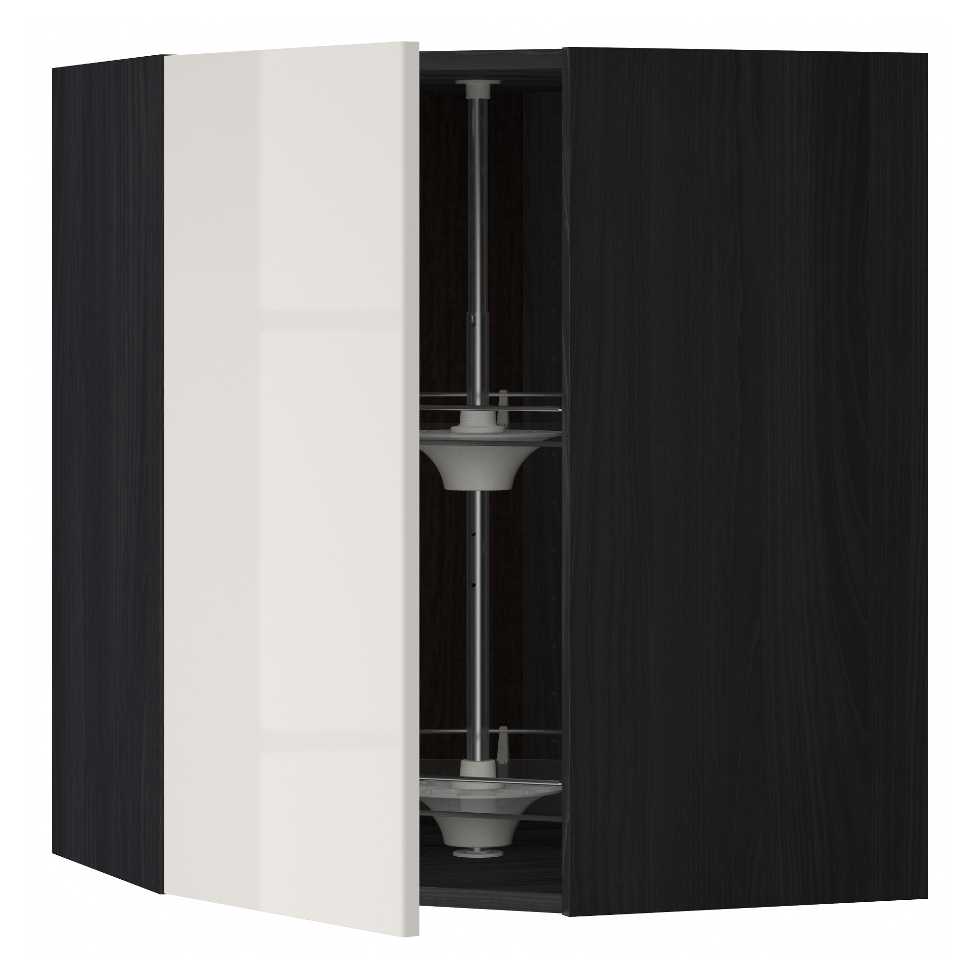 METOD corner wall with carousel black/Ringhult light grey 68x80