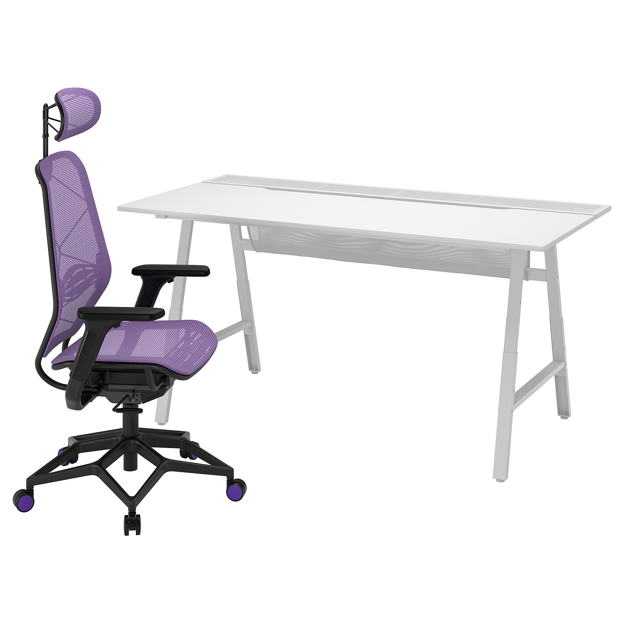 UTESPELARE/STYRSPEL gaming desk and chair light grey purple/black