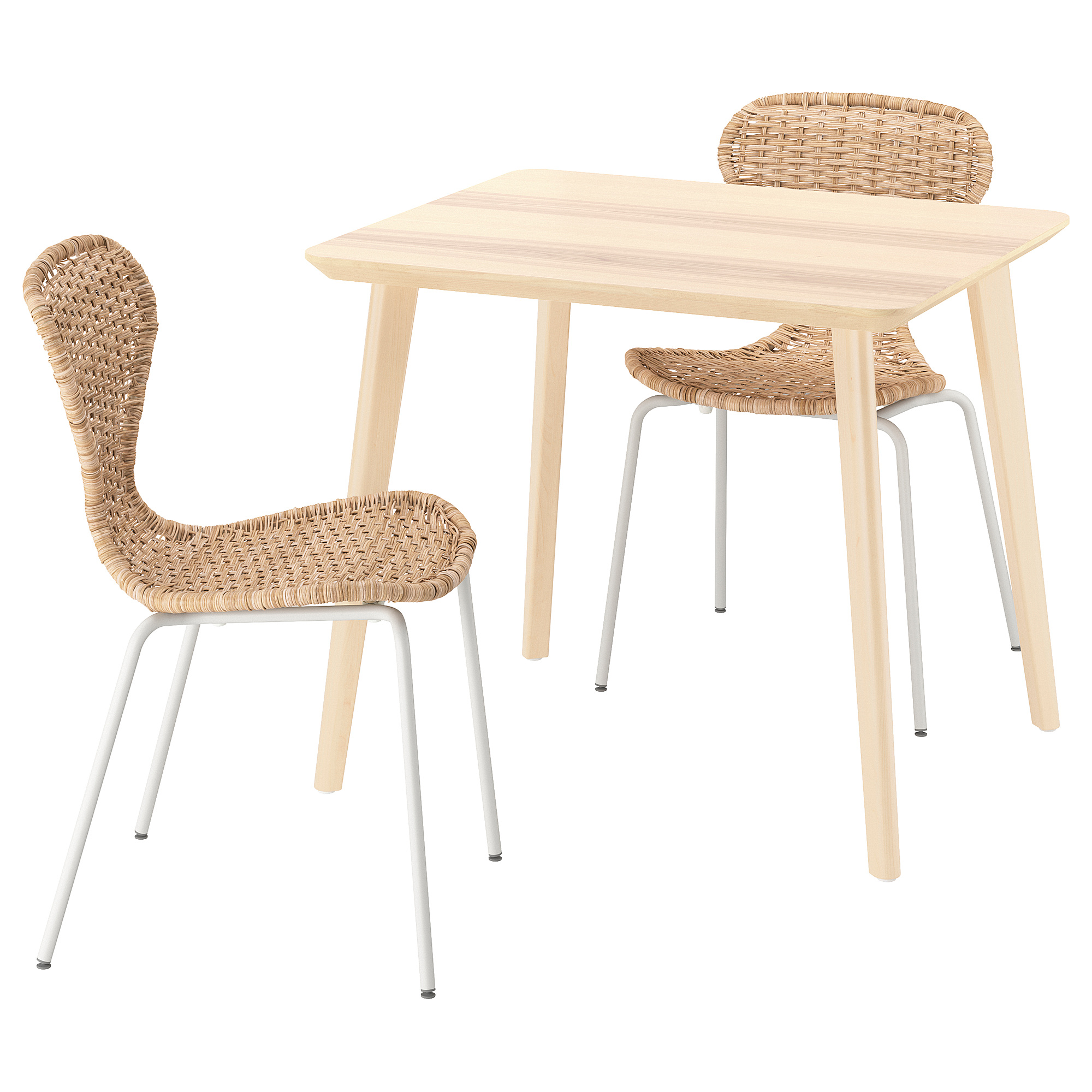ÄLVSTA/LISABO table and chairs ash veneer/rattan white IKEA Eesti