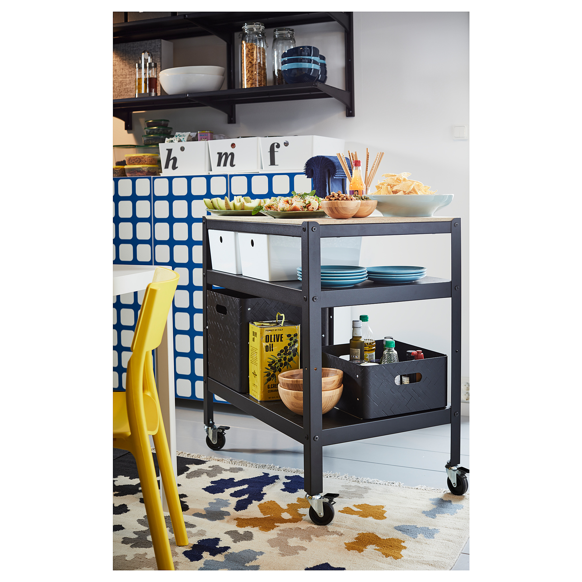BROR trolley black/pine plywood 85x55 cm IKEA Eesti