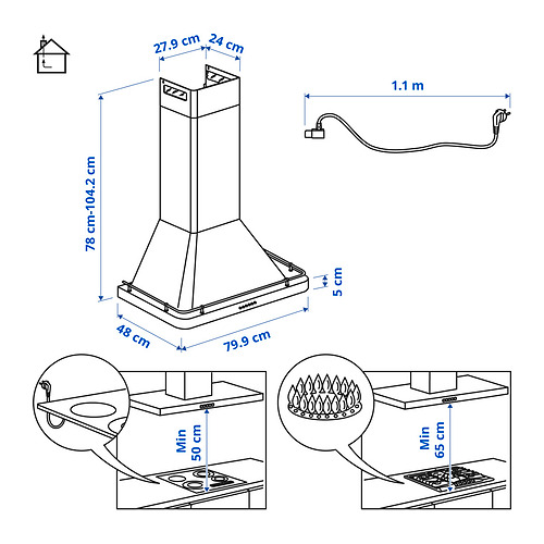 FÖLJANDE wall mounted extractor hood