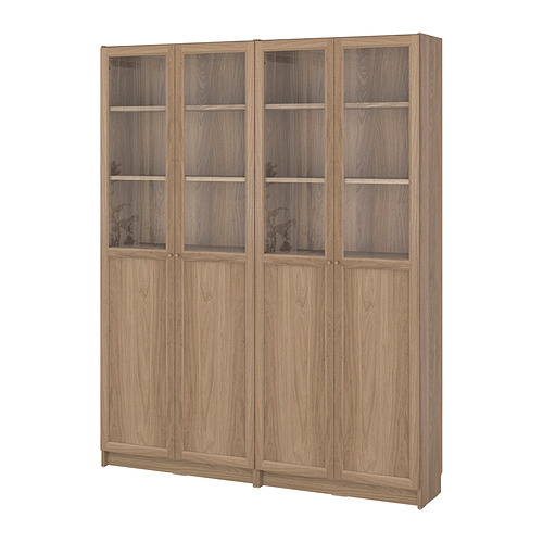 BILLY/OXBERG bookcase comb w panel/glass doors