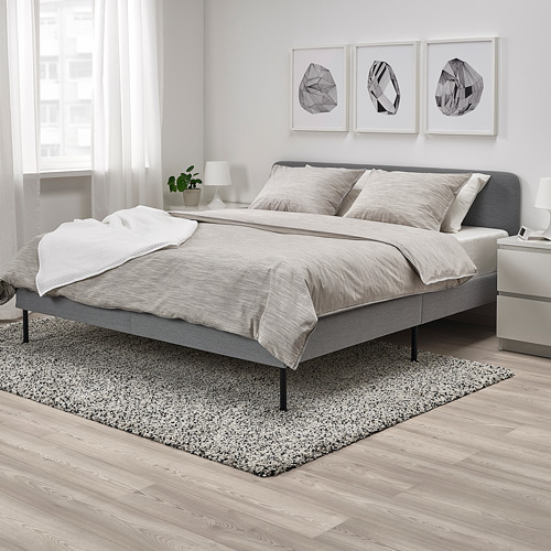 SLATTUM upholstered bed frame Knisa light grey 160x200 cm IKEA Eesti