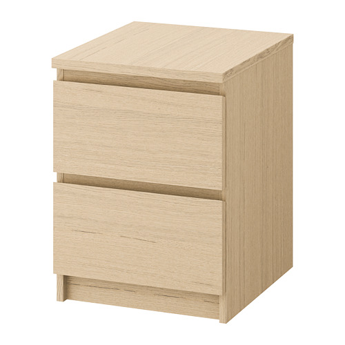 MALM комод с 2 ящиками дубовый шпон, беленый 40x55 см | IKEA Latvija