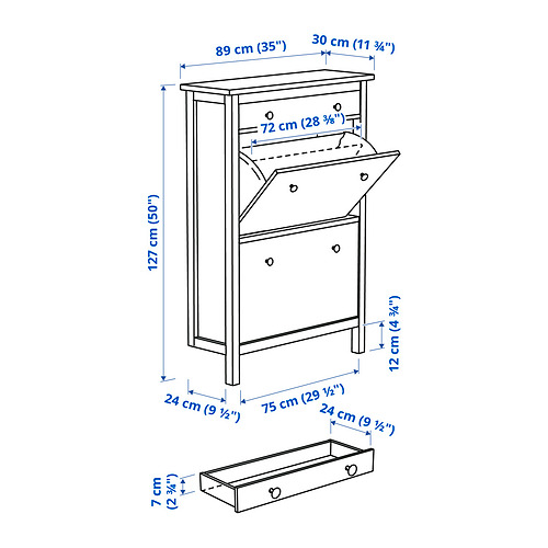 HEMNES apavu skapītis ar 2 nodalījumiem