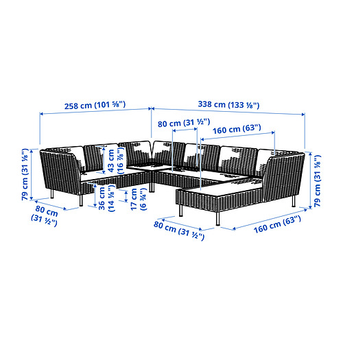 VITTSKÄR, penkiavietė kampinė modulinė sofa
