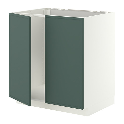 METOD, base cabinet for sink + 2 doors