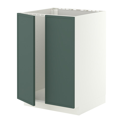 METOD, base cabinet for sink + 2 doors