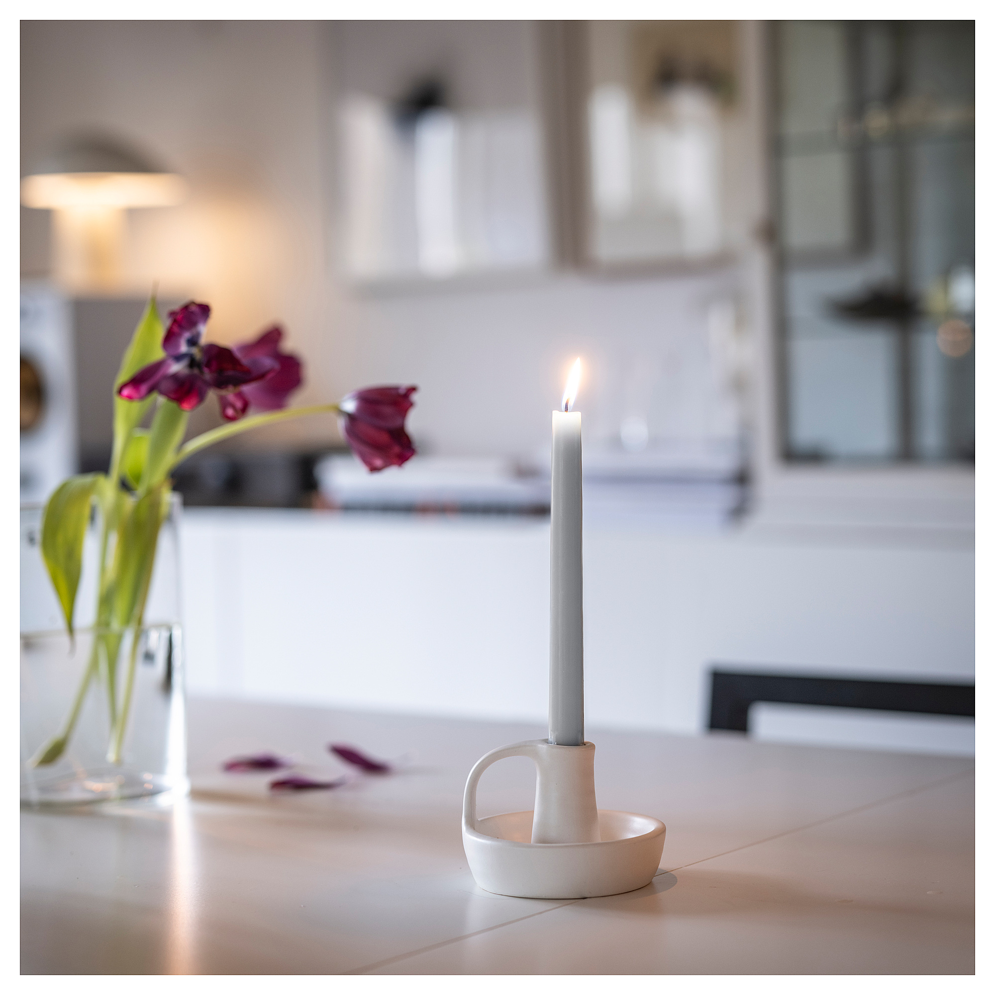 KLOKHET unscented candle light grey 25 cm IKEA Latvija