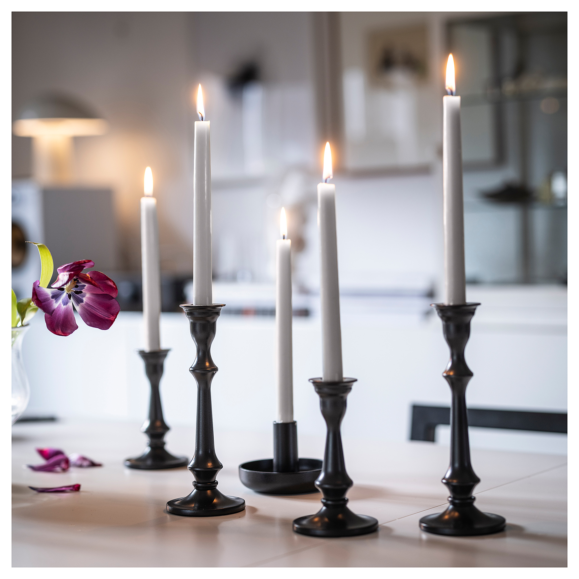 KLOKHET unscented candle light grey 25 cm IKEA Latvija