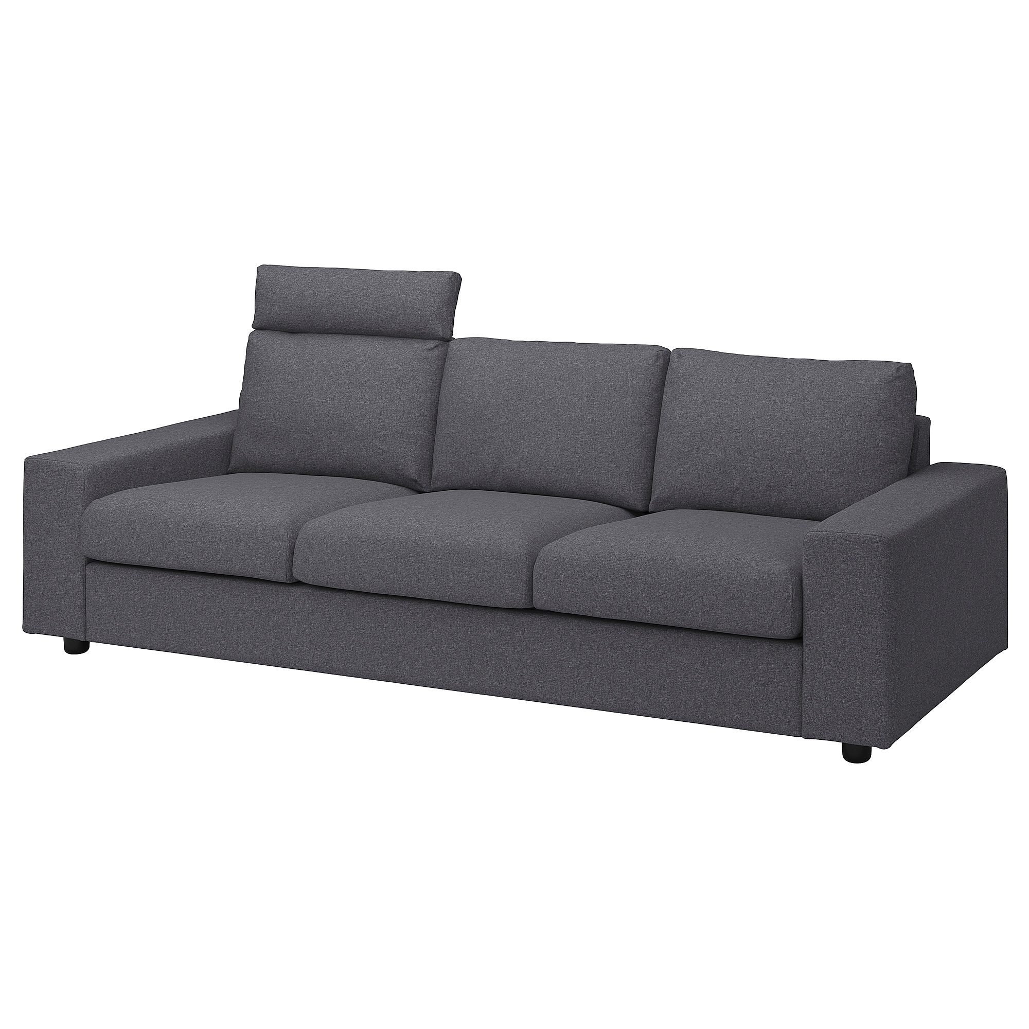 VIMLE 3-seat sofa with headrest with wide armrests/Gunnared medium