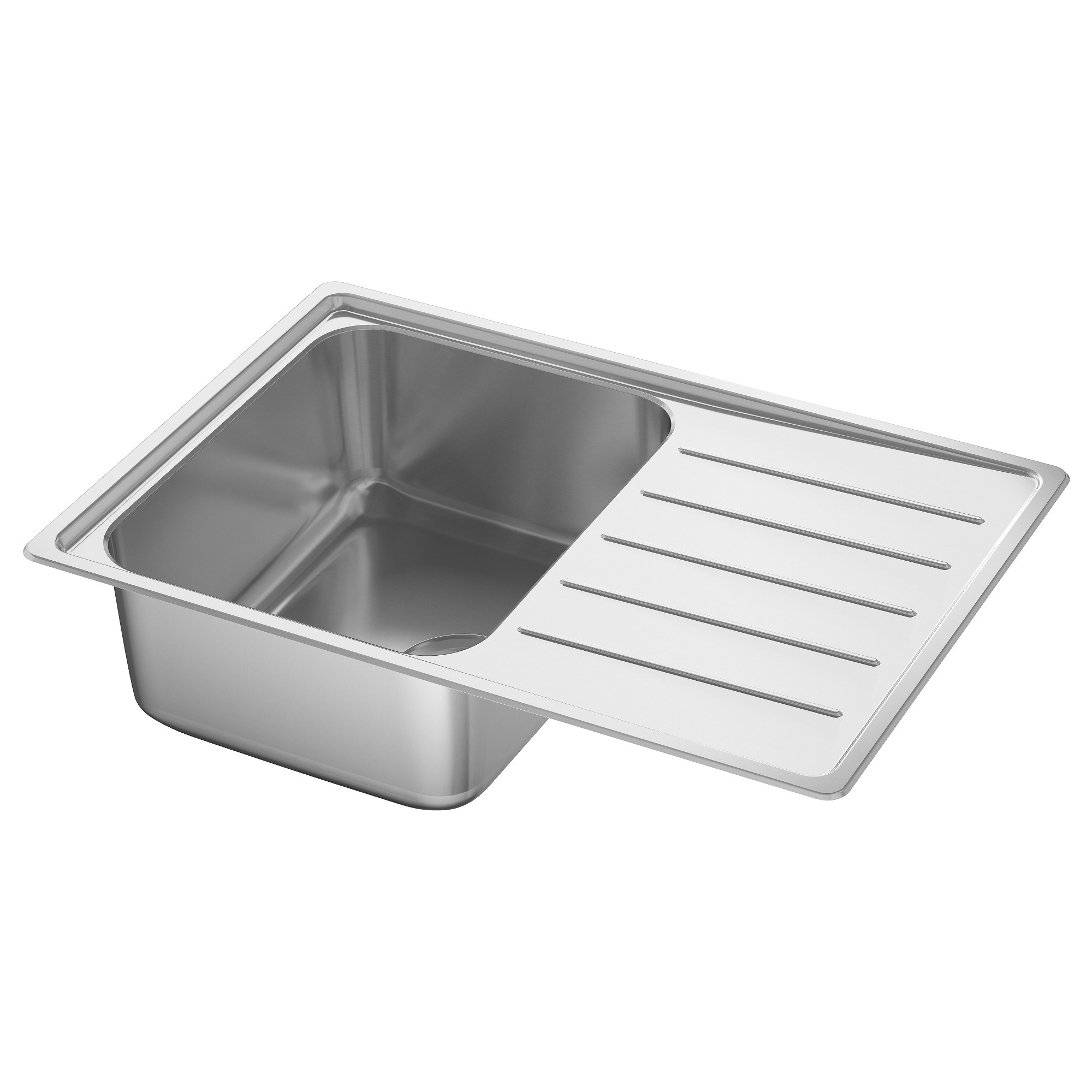 VATTUDALEN inset sink, 1 bowl with drainboard stainless steel for