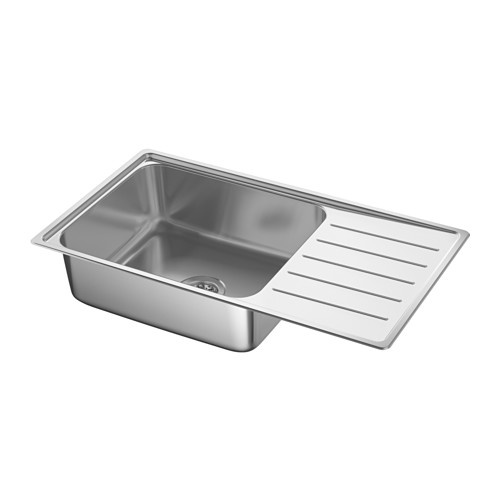 VATTUDALEN inset sink, 1 bowl with drainboard stainless steel for