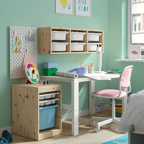 TROFAST, plauktu kombināc. ar kasti/paplātēm