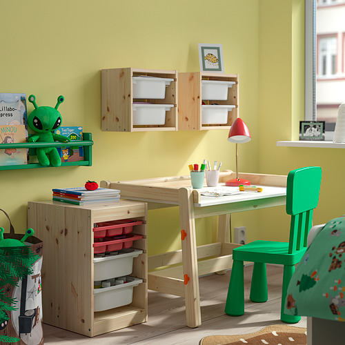 TROFAST, plauktu kombināc. ar kasti/paplātēm