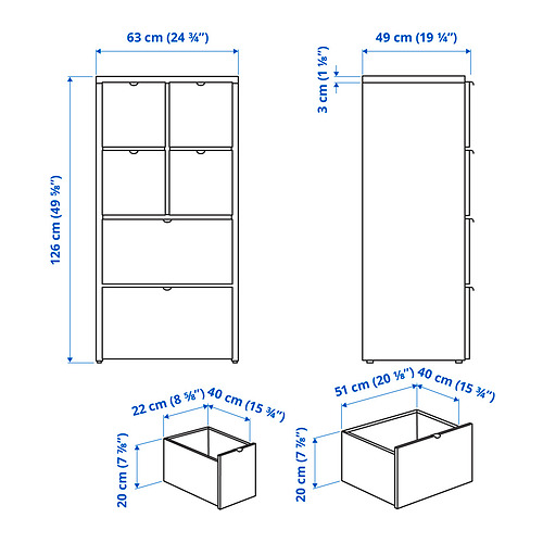 VISTHUS komoda su 6 stalčiais