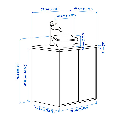 TÄNNFORSEN/VÄSTERSJÖN wash-stnd w doors/wash-basin/tap