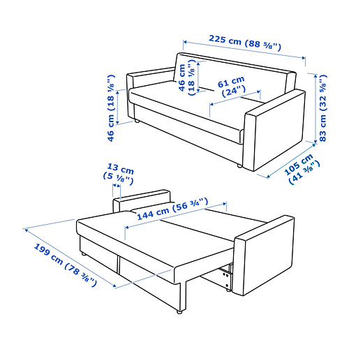 FRIHETEN trivietė sofa-lova