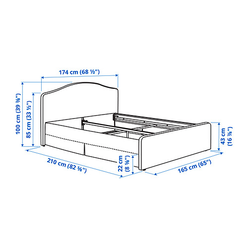 RAMNEFJÄLL upholstered bed frame