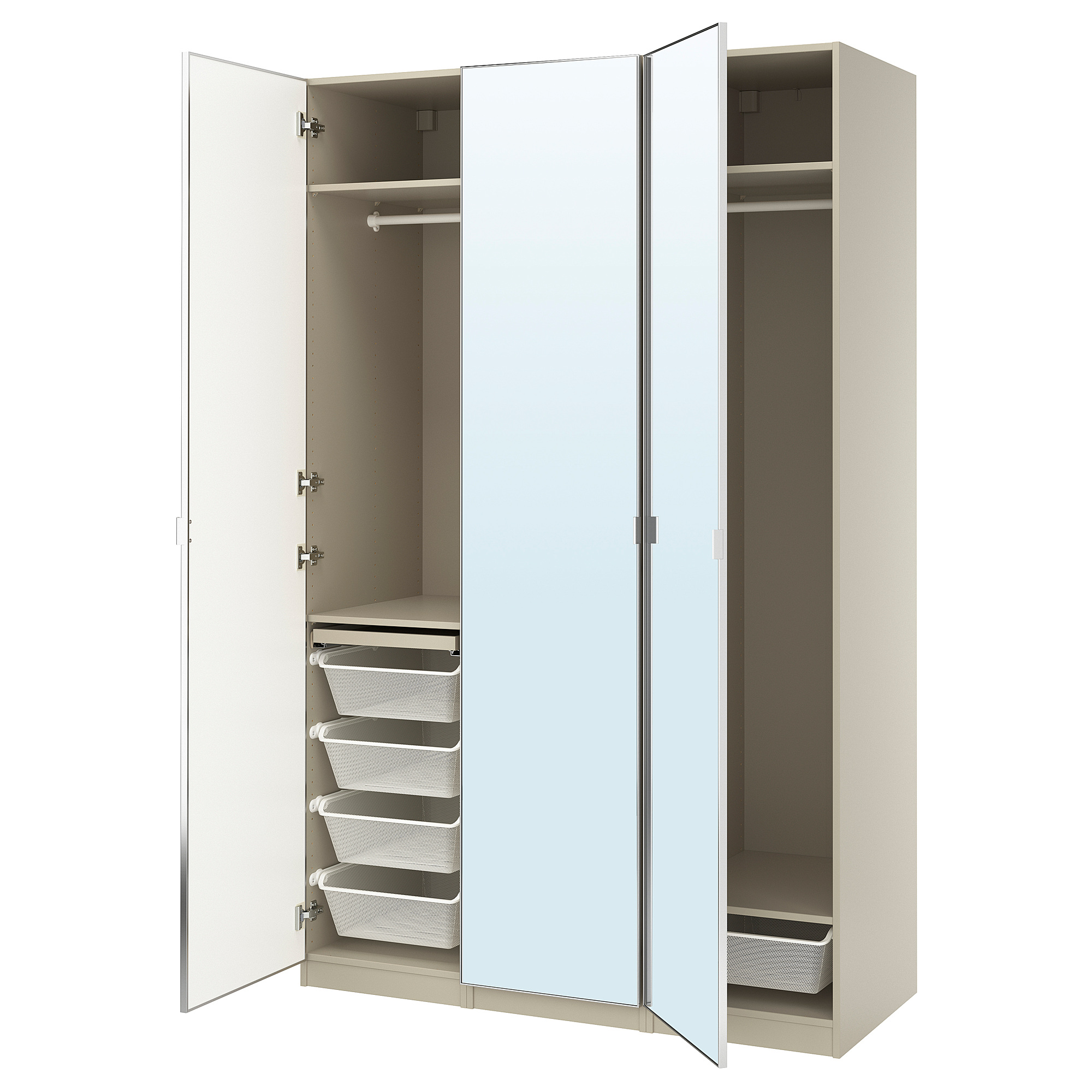 PAX/ÅHEIM wardrobe combination grey-beige/mirror glass