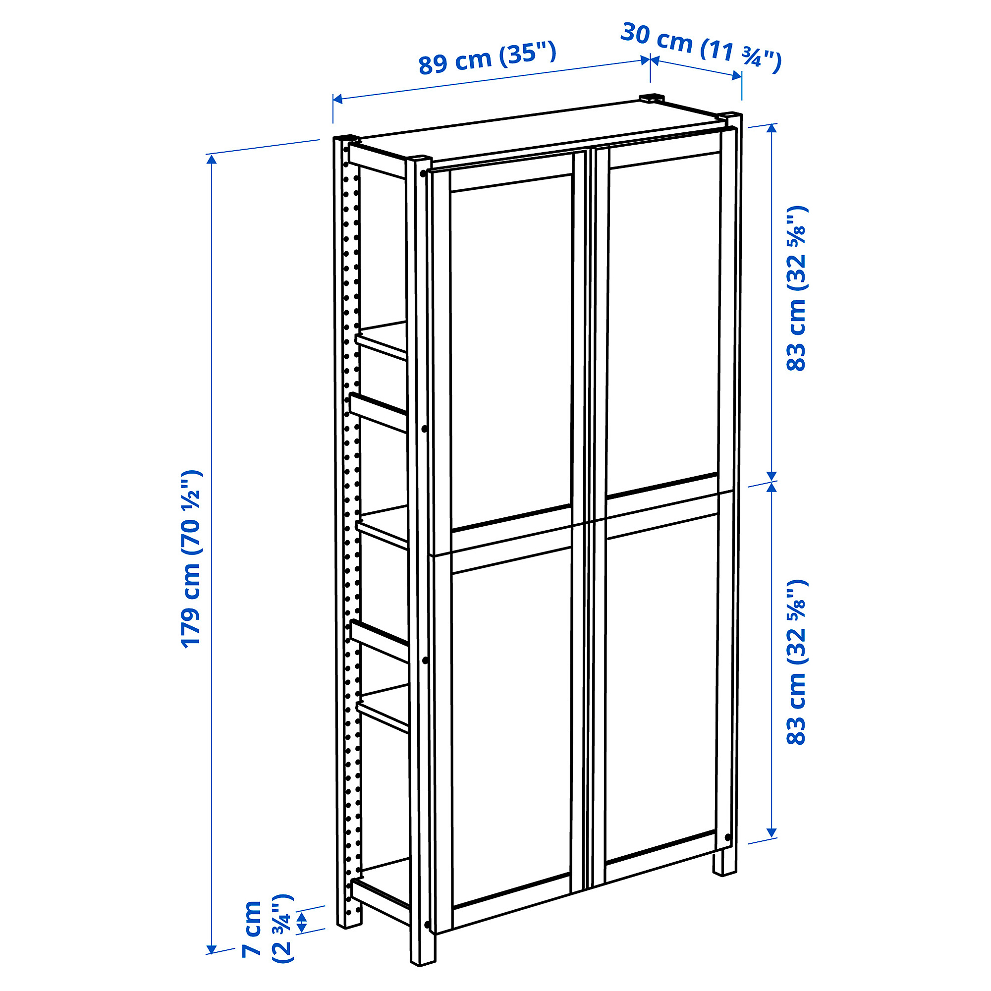IVAR shelving unit with doors 89x30x179 cm IKEA Latvija