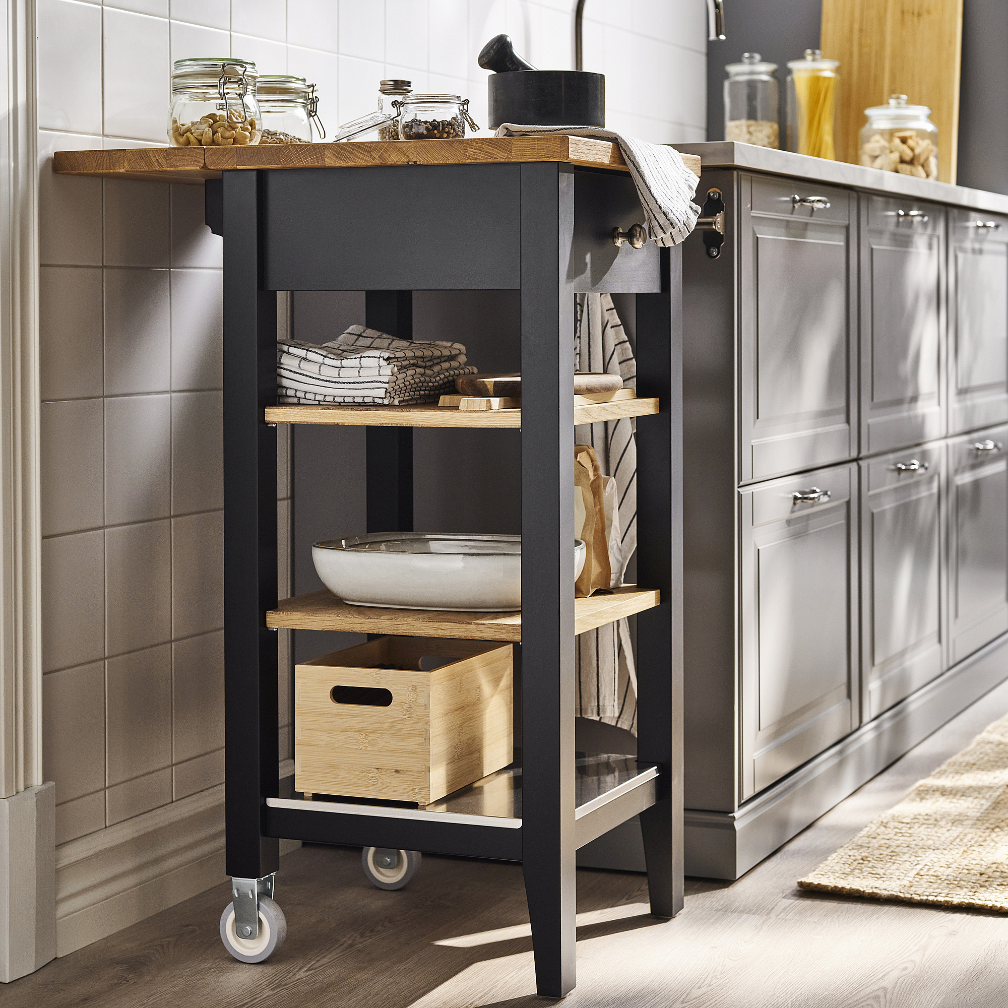 IKEA（イケア）STENSTORP キッチンカウンター STENSTORP kitchen trolley black-brown/oak | IKEA Eesti