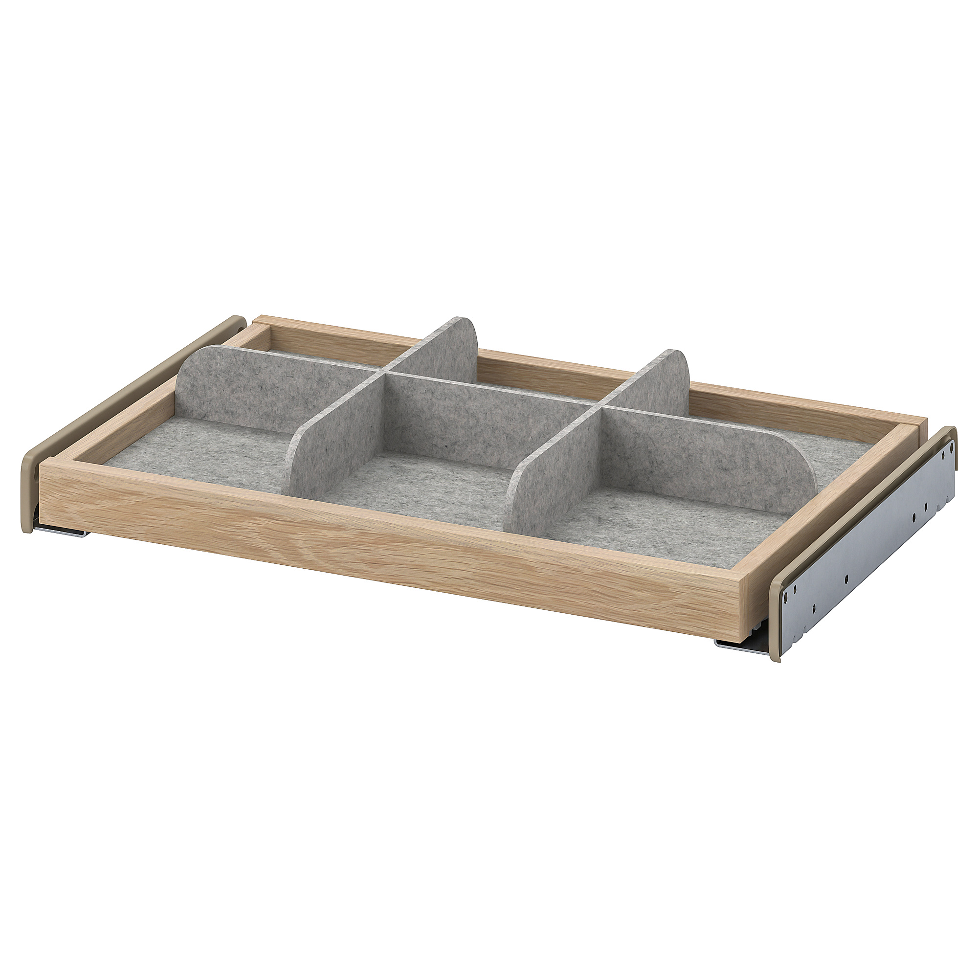 KOMPLEMENT pullout tray with divider white stained oak effect/light