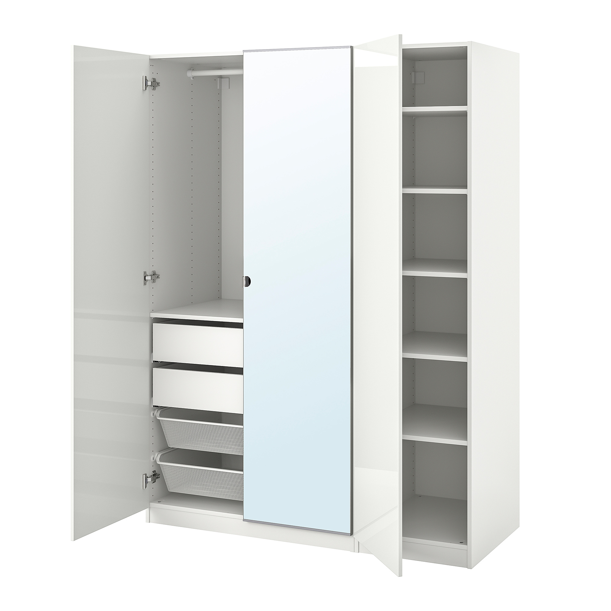 PAX/FARDAL/VIKEDAL wardrobe combination highgloss white/mirror glass