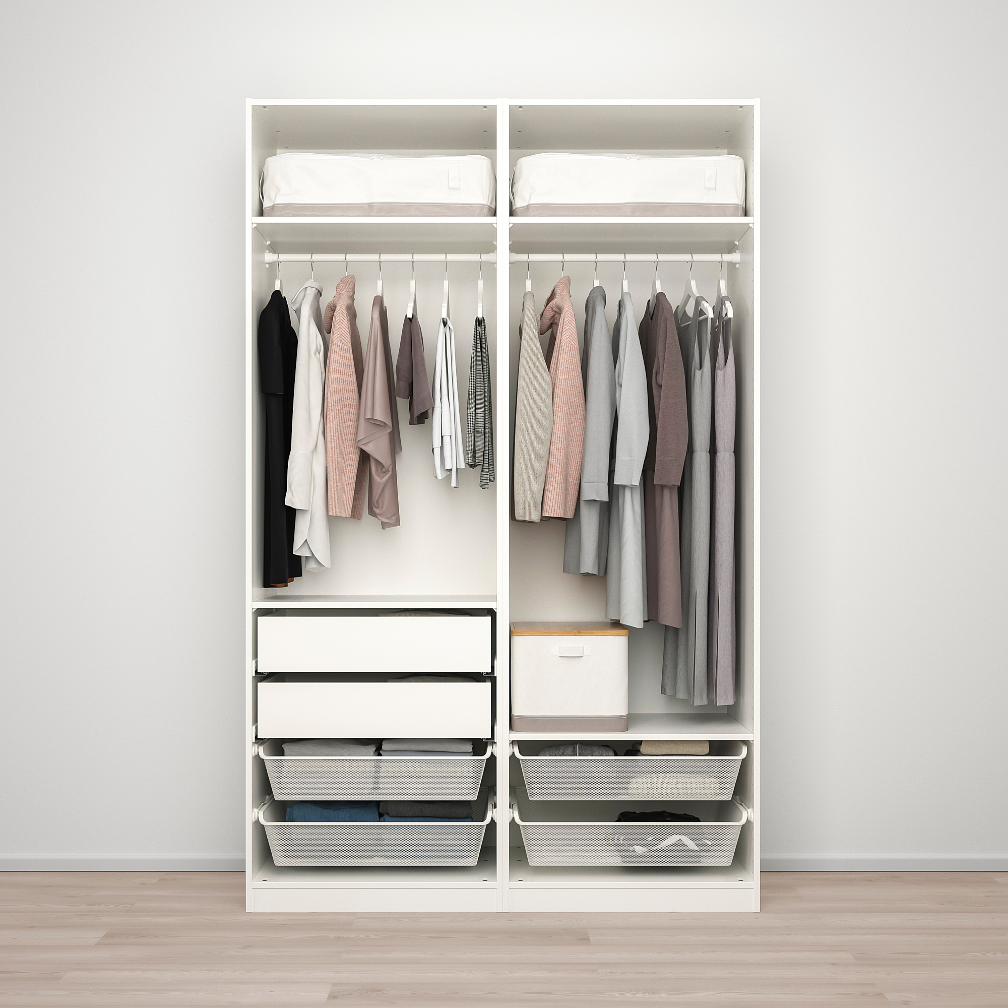 PAX/HOKKSUND wardrobe combination white/highgloss light beige