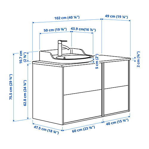 RUTSJÖN/TÄNNFORSEN шкаф п-раковину/раковина/смеситель