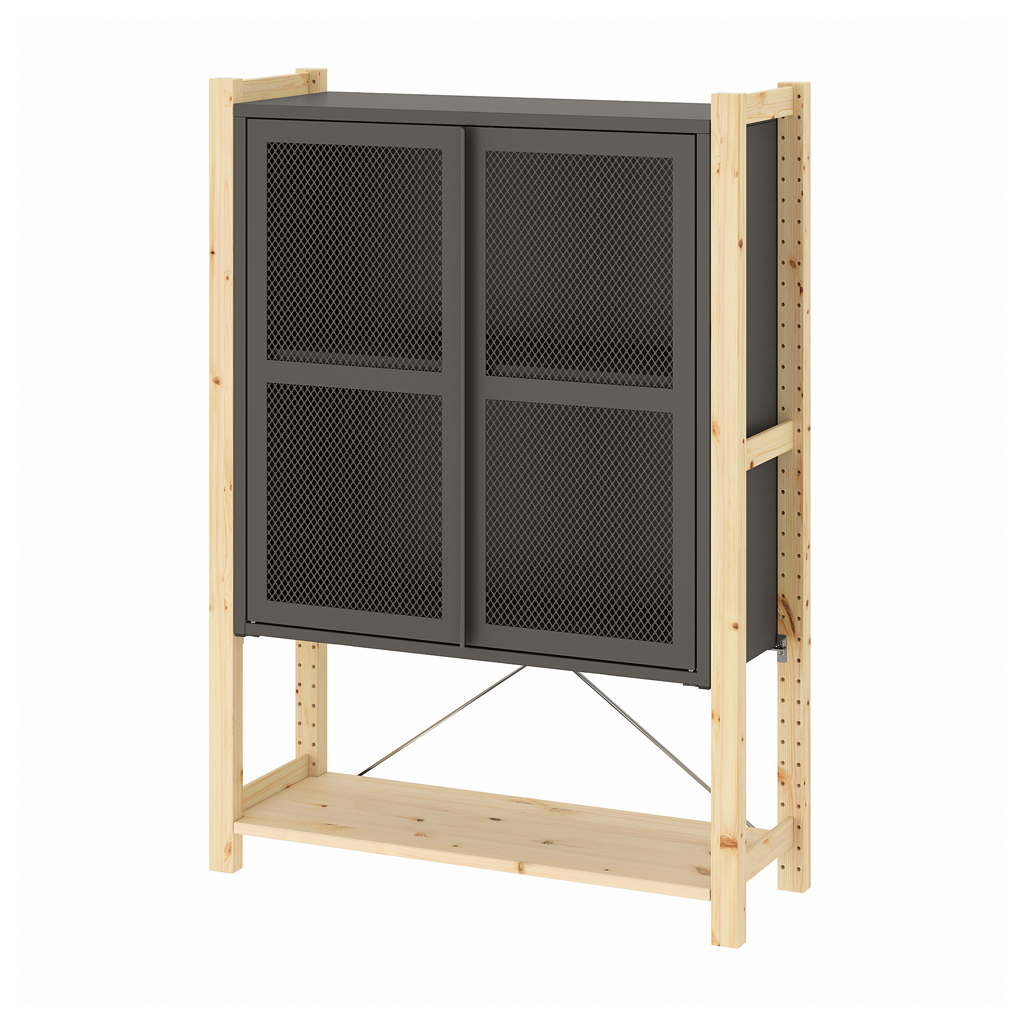 IVAR with doors pine/grey mesh 89x30x124 cm IKEA Eesti