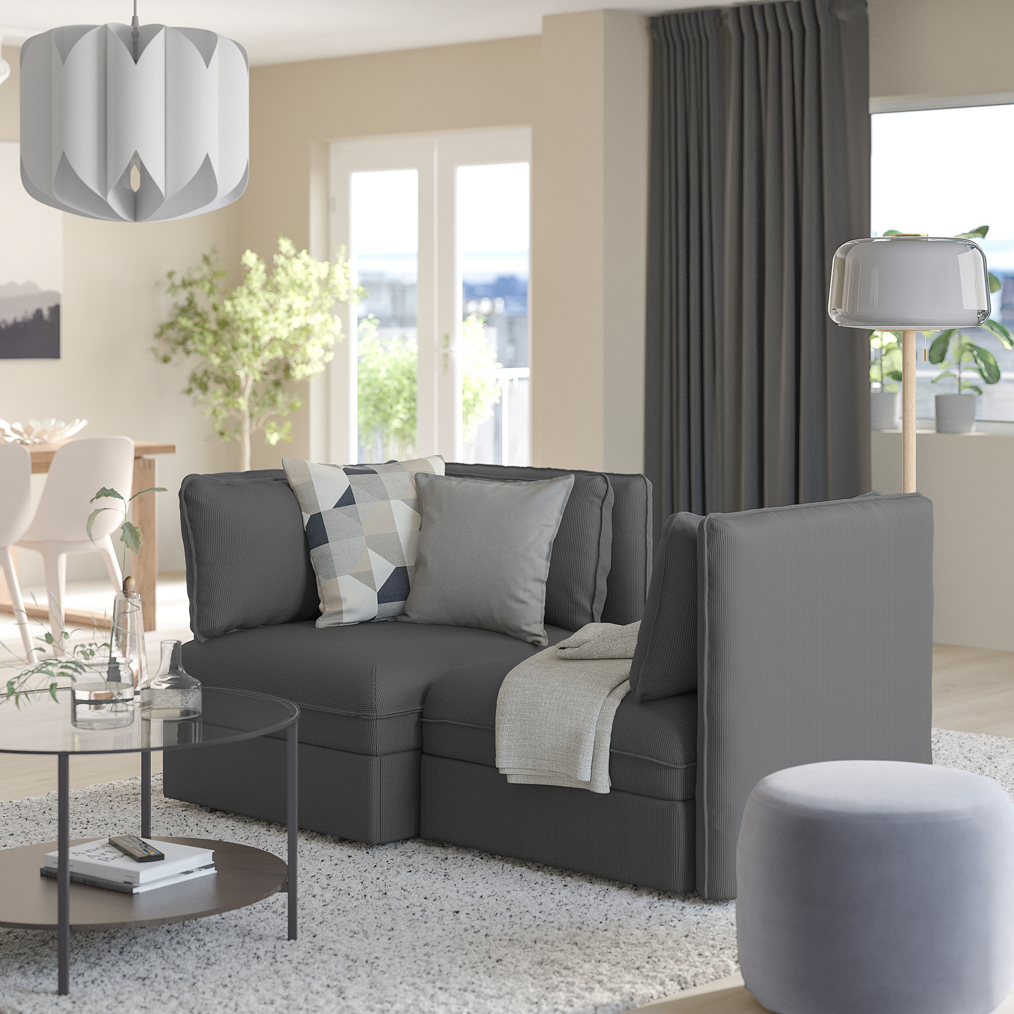 VALLENTUNA 2seat modular sofa with sofabed and storage/Kelinge