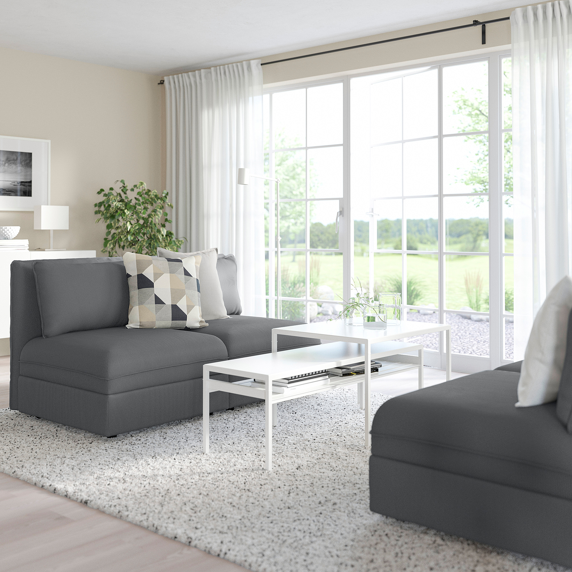 VALLENTUNA 2seat modular sofa with storage/Kelinge anthracite IKEA