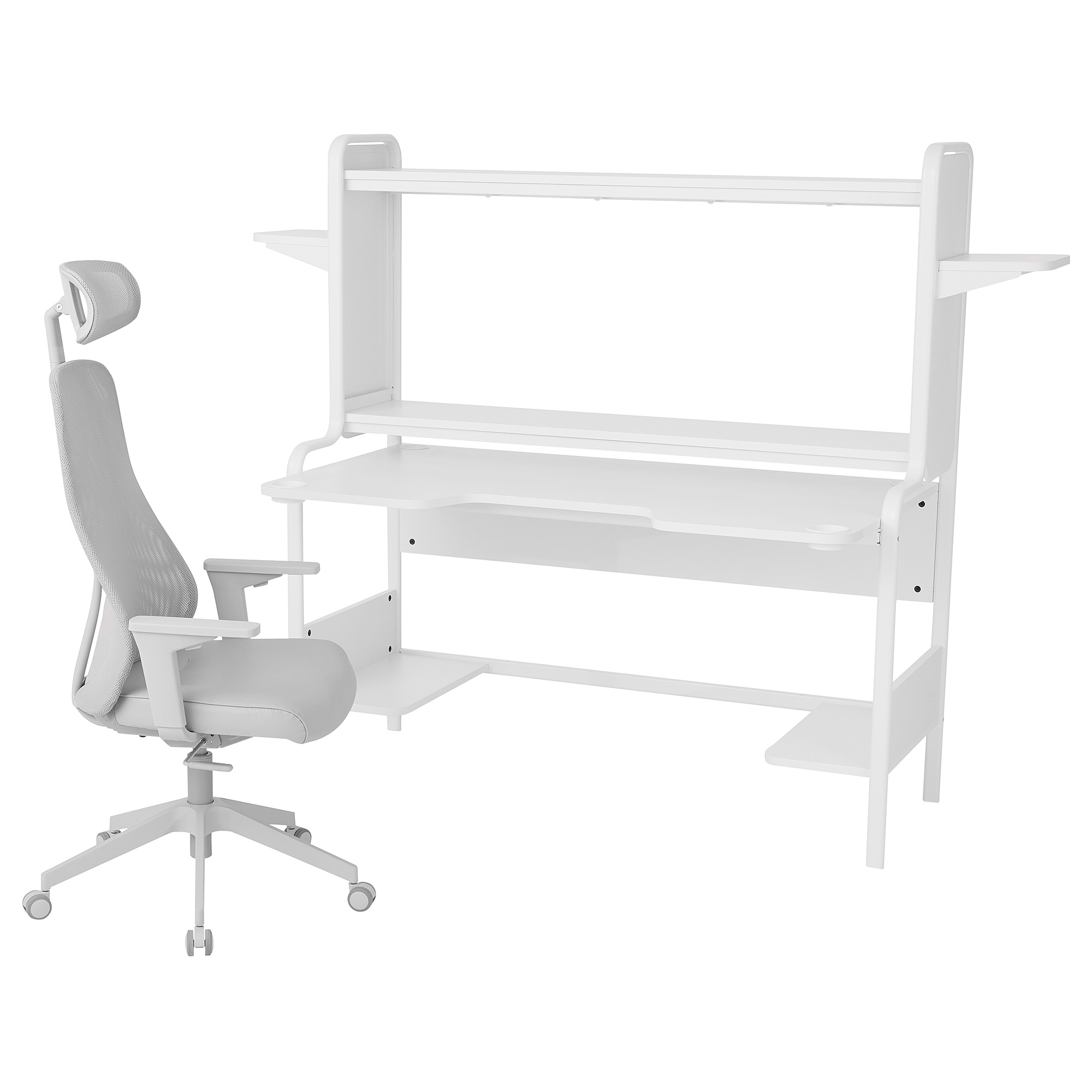 MATCHSPEL/FREDDE gaming desk and chair white/light grey IKEA Lietuva