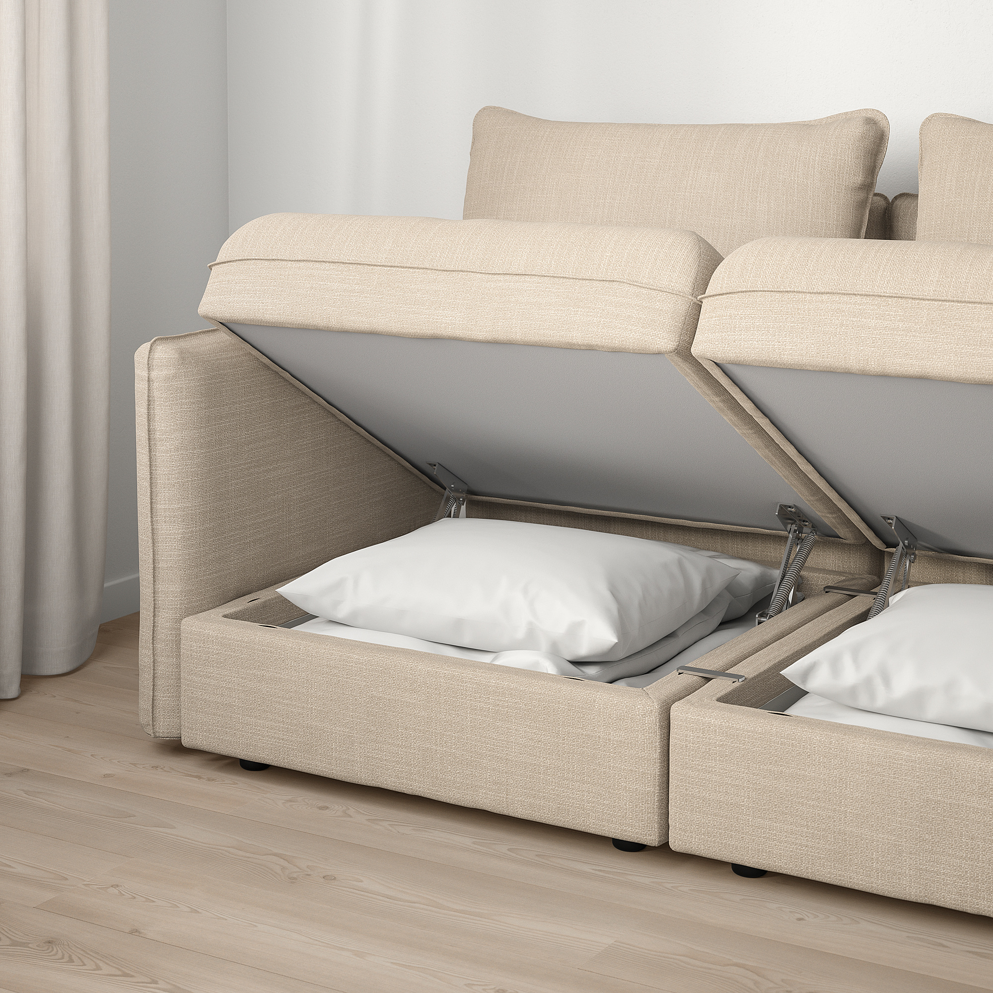 VALLENTUNA modular corner sofa, 3seat with storage/Hillared beige